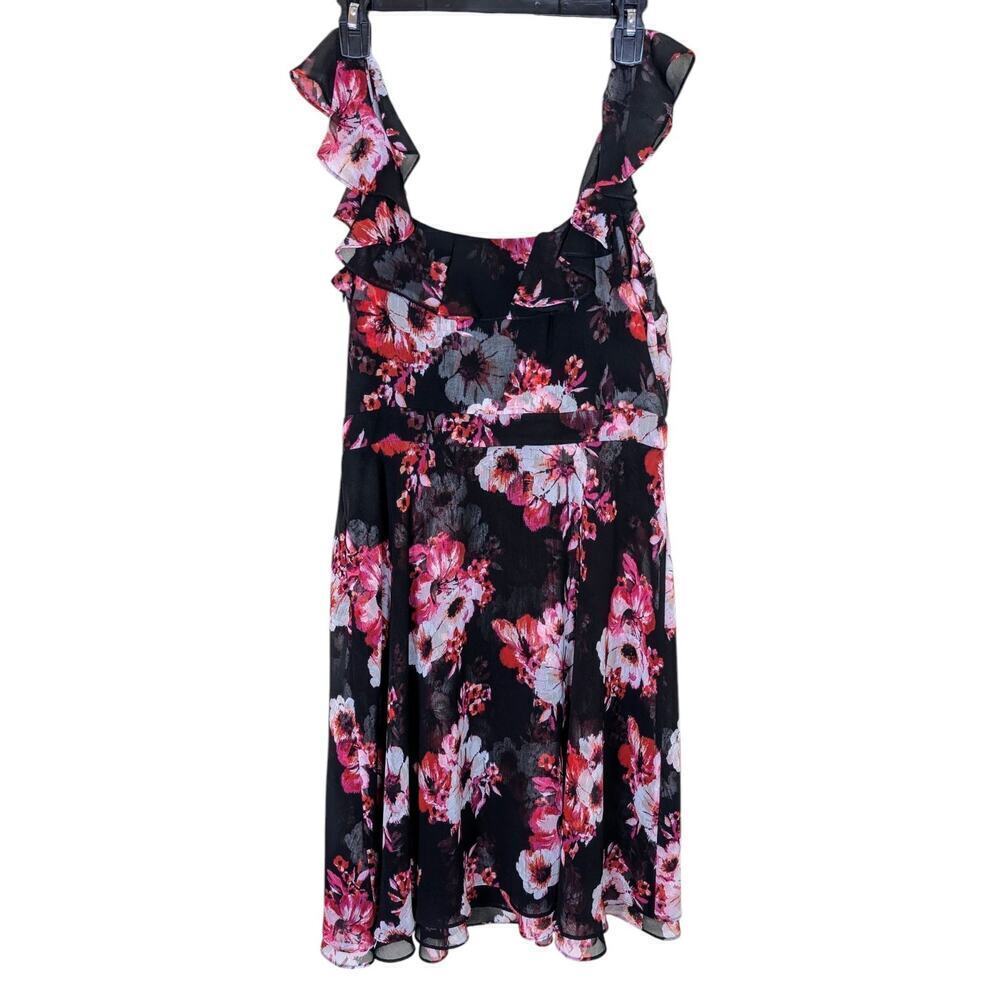 White House Black Market Sleeveless Black Floral Lined Summer Dress Size 10